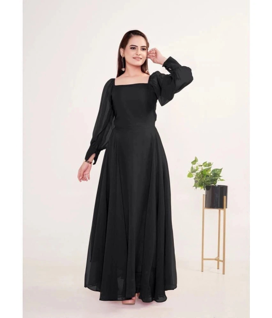 JASH CREATION - Black Georgette Womens Gown ( Pack of 1 ) - None