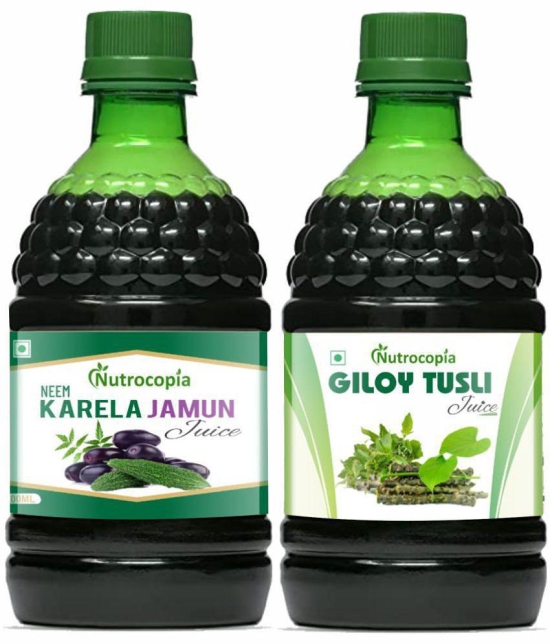 NUTROCOPIA Neem Karela Jamun & Giloy Tulsi Juice For Diabetic Care Pack of 2 of 400 ML(800 ML)