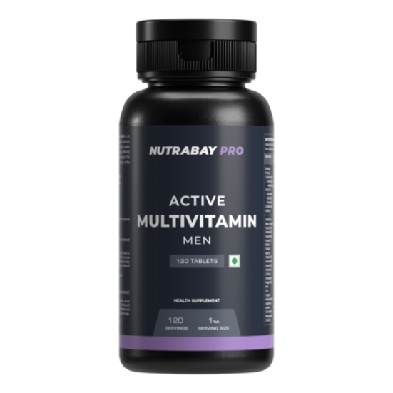 Nutrabay Pro Active Multivitamin for Men - 120 Tablets | 25 Vital Vitamins & Minerals with Zinc, Vitamin C, Vitamin D, Vitamin B12, and Multiminerals | Enhances Energy, Stamina & Immunity