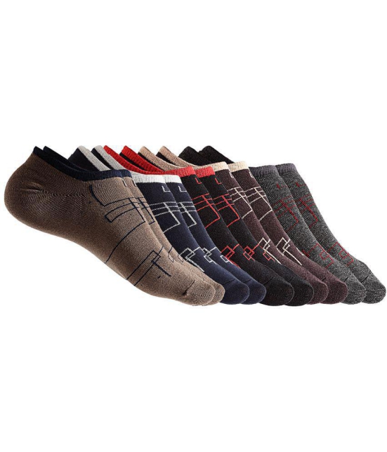 Texlon - Multicolor Cotton Men's No Show Socks ( Pack of 5 ) - Multicolor