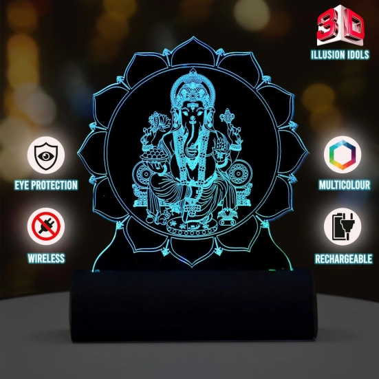 3D illusion Car Dashboard LED Murti of Gajanand