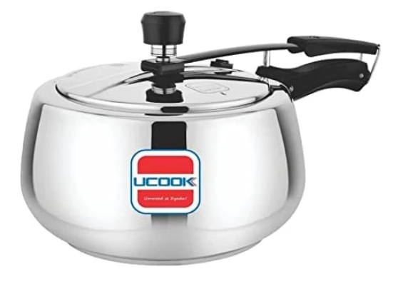 UCOOK By United Ekta Engg. Stainless Steel Silvo Induction Pressure Cooker, 3 Litre, Silver