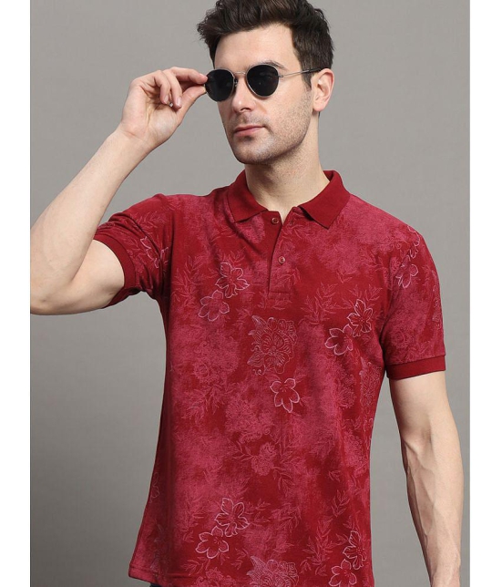 MXN Cotton Blend Regular Fit Printed Half Sleeves Mens Polo T Shirt - Wine ( Pack of 1 ) - None