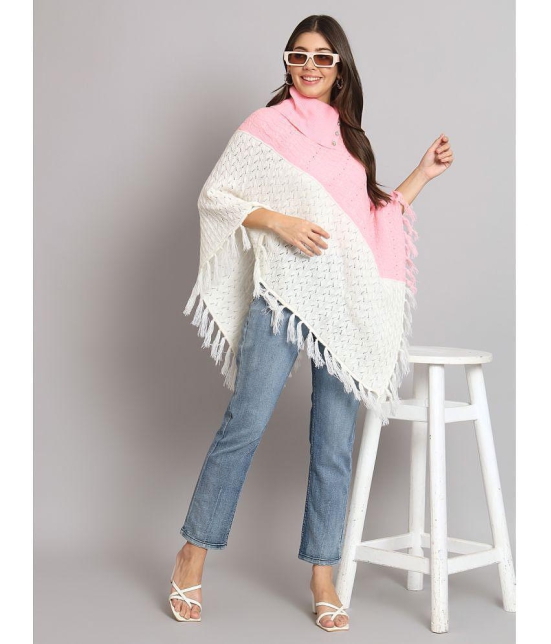 eWools.in Woollen Round Neck Women's Ponchos & Capes - Pink ( ) - None