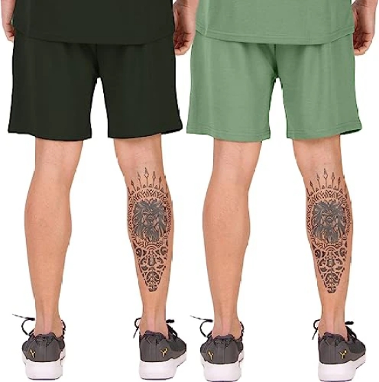 London Hills Mens Shorts Cotton Blend Shorts with Side Pockets | Shorts for Mens | Mens Cotton Shorts | shorts for men combo (Pack of 2)