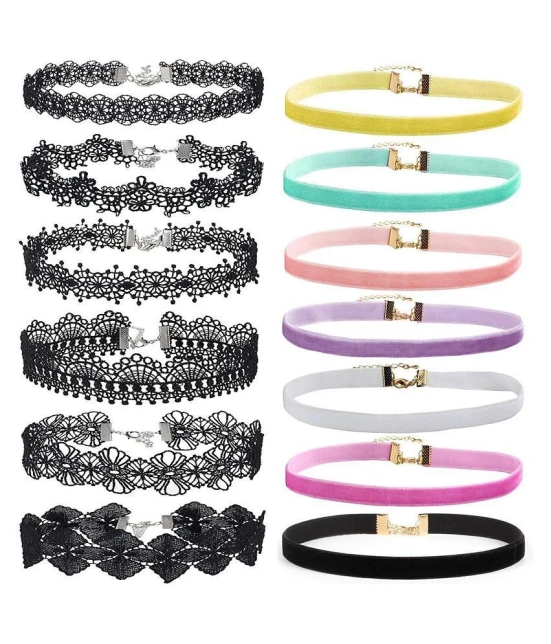 Romp Fashion 13 Pieces Colorful Gothic Choker Necklace for Girls and Women - Multi Color