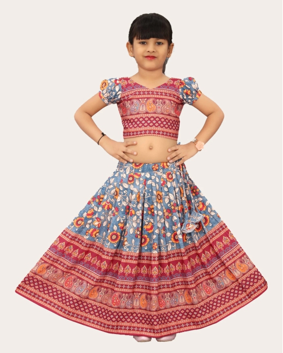 Girls Rayon Silk Fully Stitched Lehenga Choli | Bandhani Print MultiColor Lehenga Choli Set-Maroon / 3 Years-4 Years