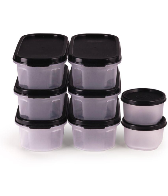 Oliveware Polyproplene Black Dal Container ( Set of 8 ) - Black