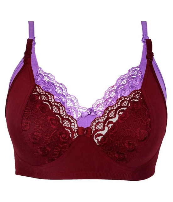 Kiran Enterprises Cotton Minimizer Bra - Maroon - None