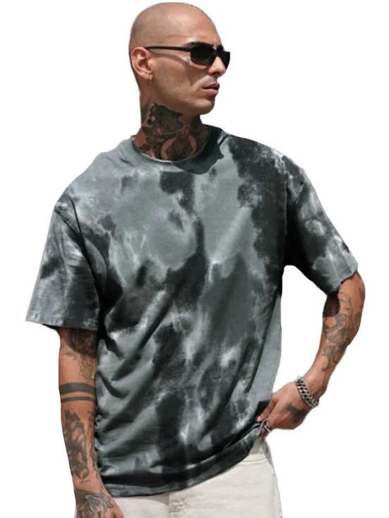 Leotude Cotton Blend Oversized Fit Printed Half Sleeves Mens Round T-Shirt - Grey ( Pack of 1 ) - None