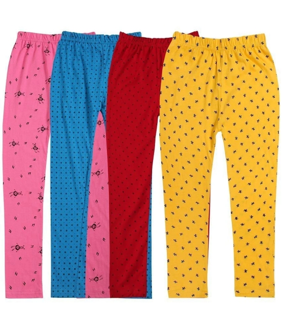 Diaz - 100% Cotton Printed Multicolor Girls Leggings ( Pack of 4 ) - None