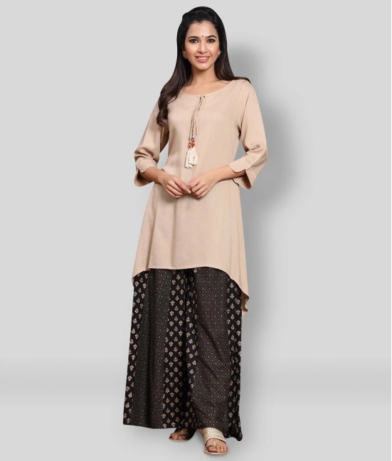 Juniper - Beige Rayon Womens Asymmetrical Kurti ( Pack of 1 ) - XS