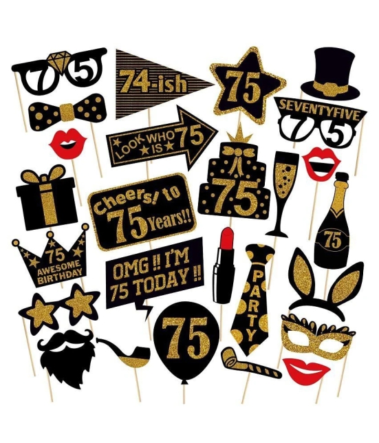 ZYOZI™ 26 Pcs Happy Birthday Props for 75th Birthday Party Photo Booth Props /75 Birthday Party Accessories Supplies for Photo Booth Parties / Pack of 26