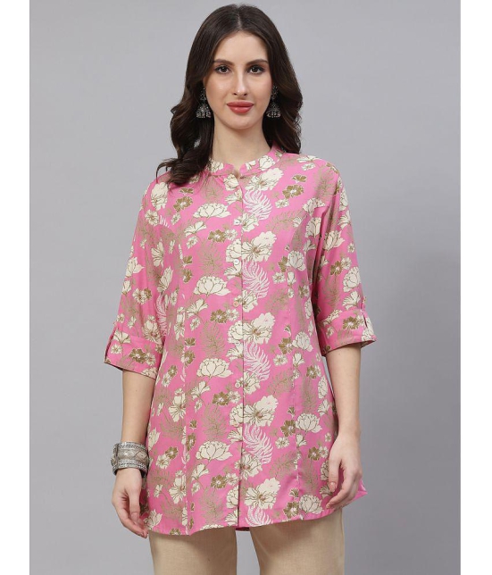 Divena - Pink Rayon Womens Ethnic A-Line Top ( Pack of 1 ) - None