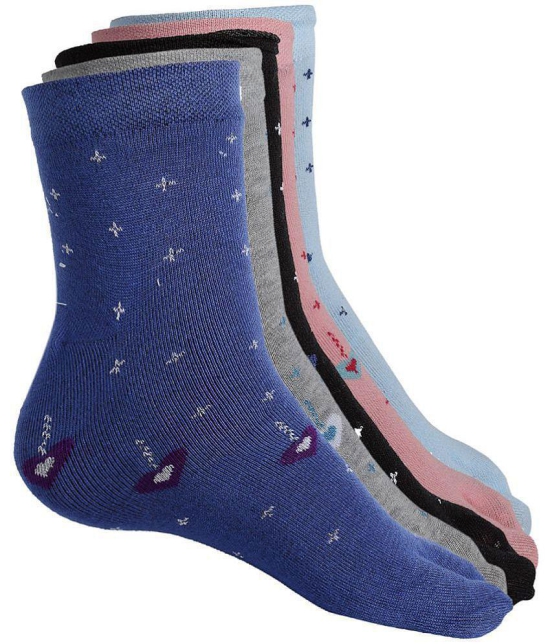 Texlon - Multicolor Cotton Women's Ankle Length Socks ( Pack of 5 ) - None