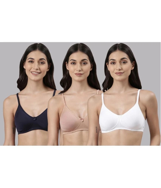 Dollar Missy Multicolor Cotton Non Padded Womens T-Shirt Bra ( Pack of 3 ) - None