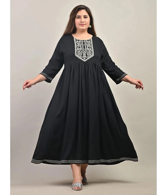 Swasti - Black Cotton Blend Womens Anarkali Kurti ( Pack of 1 ) - None