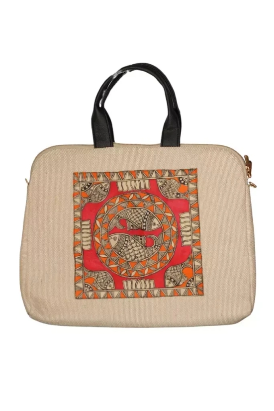 Tisser Madhubani(Fish) laptop bag Size-16x15