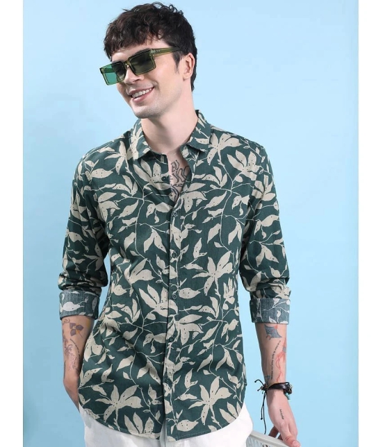 Ketch 100% Cotton Regular Fit Printed Full Sleeves Mens Casual Shirt - Green ( Pack of 1 ) - None