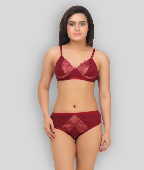 TCG Maroon Lace Bra & Panty Set - 28