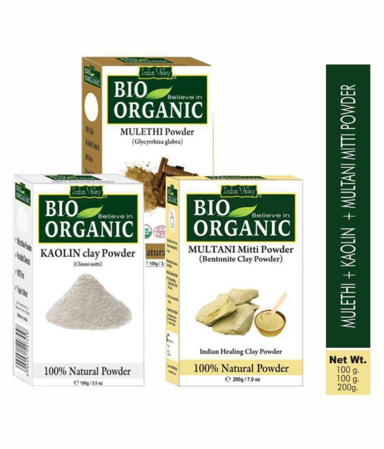 Indus Valley Bio Organic Kaolin Clay, Multani Mitti & Mulethi Powder Combo-Set of 3