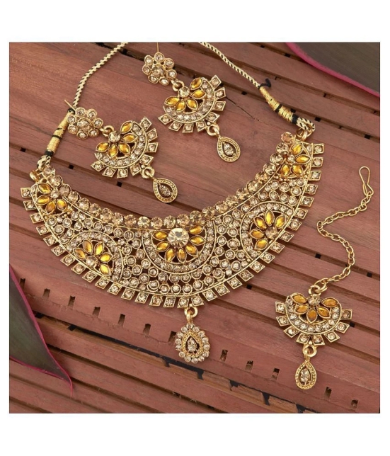 Sukkhi Alloy Yellow Traditional Necklaces Set Choker - Yellow