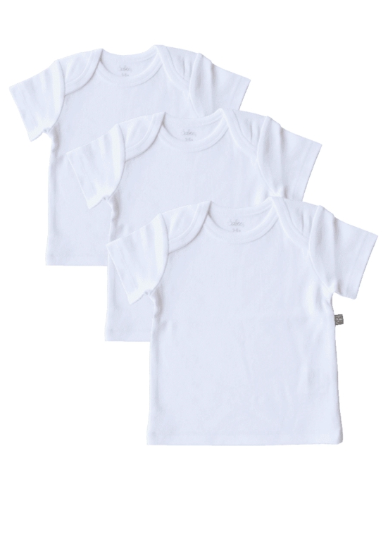 3pc Combo Pack  White Short Sleeve Top (100% Cotton Interlock Biowash)