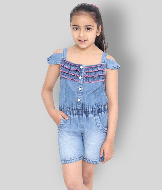 Naughty Ninos - Blue Denim Girls Jumpsuit ( Pack of 1 ) - None