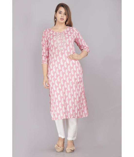 JC4U - Pink Cotton Women''s Straight Kurti ( Pack of 1 ) - None