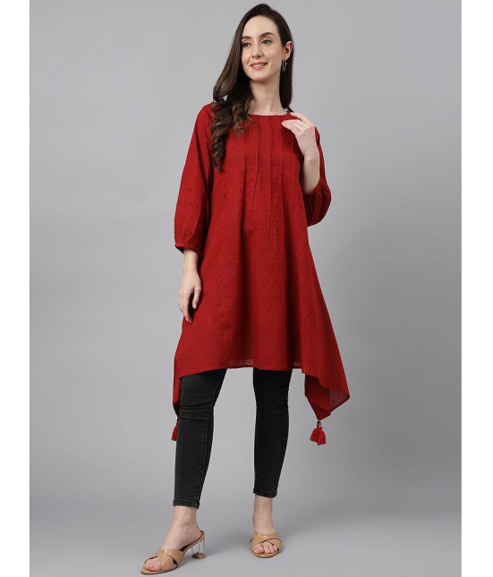 Janasya - Maroon Cotton Womens Tunic ( Pack of 1 ) - None