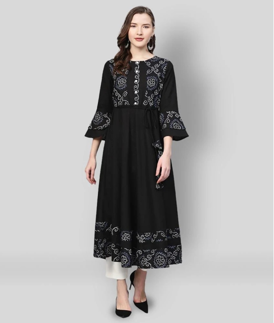 Yash Gallery - Black Cotton Blend Womens Flared Kurti - 3XL