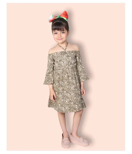 Addyvero - Green Cotton Girls A-line Dress ( Pack of 1 ) - None