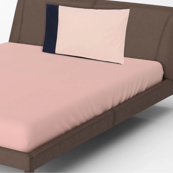 Solid Colour 100% Cotton, 270 TC Single Bedsheet with Colour Accent Pillow Cover Peach