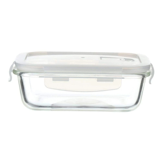 Femora Borosilicate RectangularGlass Food Storage Container with Air Vent Lid- 620ml