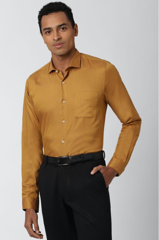 Men Yellow Slim Fit Formal Full Sleeves Formal Shirt