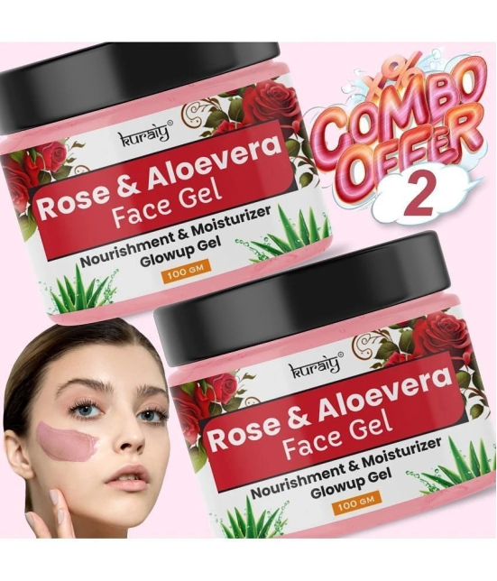 KURAIY Rose & Aloe Vera And Moisturizer Glow Up Face Gel for All Skin Types 100g Pack of 2