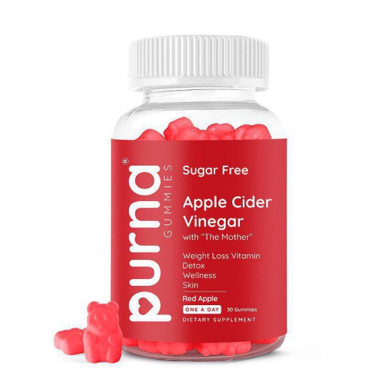 Purna Gummies Apple Cider Vinegar Sugar Free Gummies for Adults & Kids Weigh Loss Better Digestion