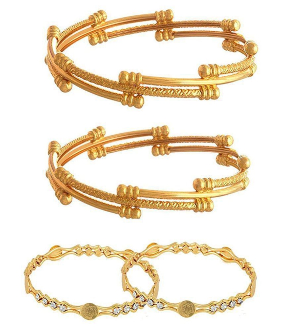 YouBella Fashion Jewellery Traditional Combo of Gold Plated Bracelet Bangles Set For Girls and Women (2.8) - None