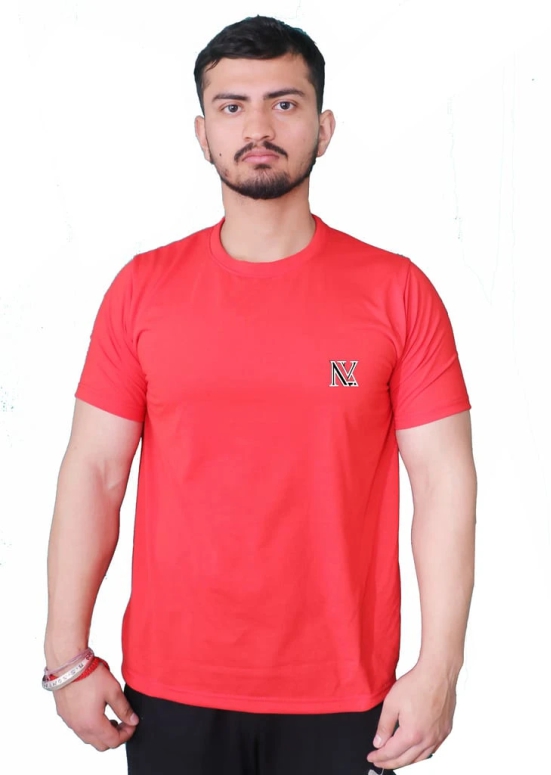 NVA Quality Solid Plain Men's Round Neck Cotton Blend Half Sleeve Red T-Shirt