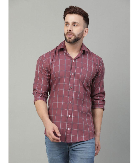 YHA - Mauve Cotton Blend Regular Fit Mens Casual Shirt ( Pack of 1 ) - None