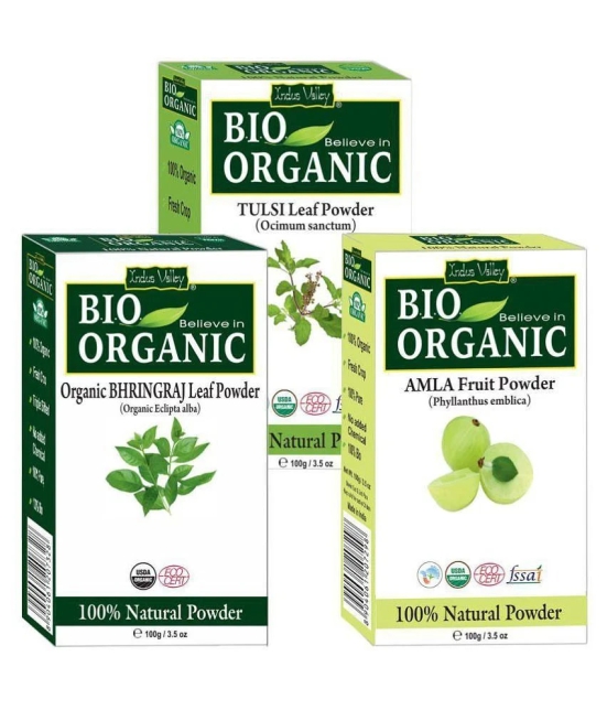 Indus Valley BIO Organic Amla + Bhringraj + Tulsi Powder- 3-in-1 Combo Pack