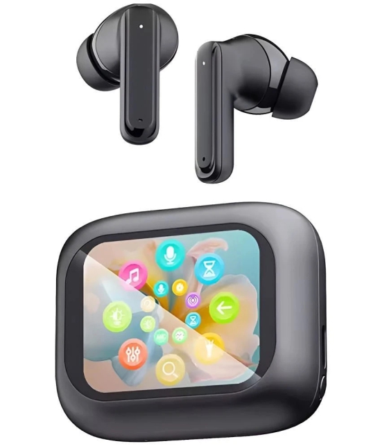 VERONIC TouchDisplay ANC+ENC Bluetooth True Wireless (TWS) In Ear 32 Hours Playback Active Noise cancellation IPX4(Splash & Sweat Proof) Black