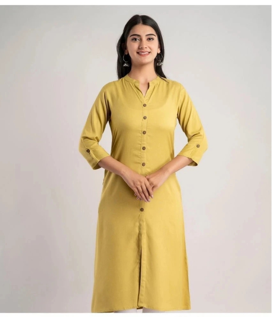 MAUKA - Mustard Rayon Womens Front Slit Kurti ( Pack of 1 ) - None