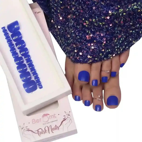 GLOSSY TOE NAILS (NAIL KIT INCLUDED)-Blue