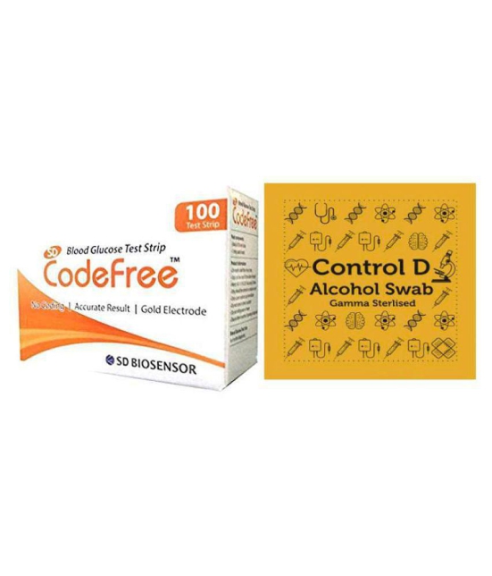 SD CODEFREE 100 strips+100 Control D Alcohol swabs Expiry March 2024