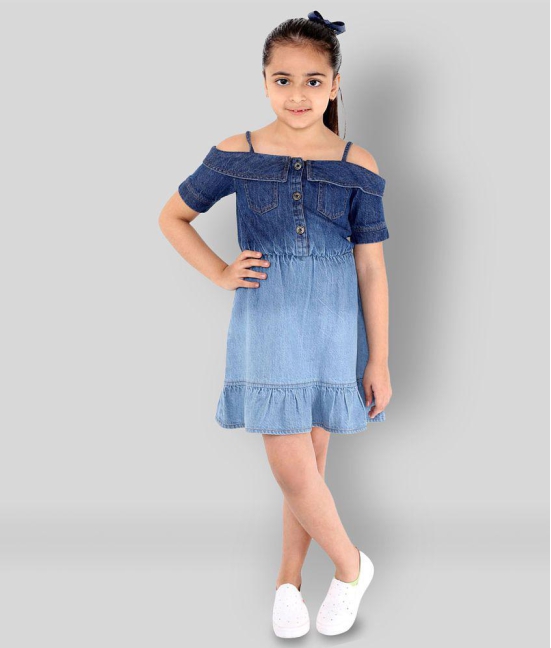 Naughty Ninos - Blue Denim Girl's A-line Dress ( Pack of 1 ) - None