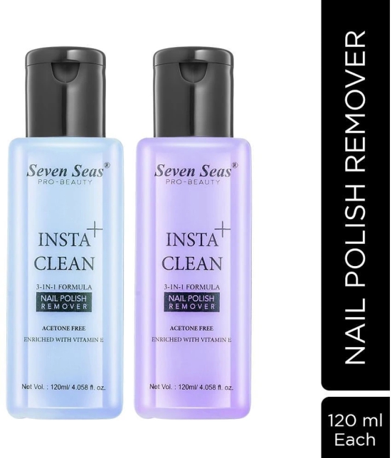 Seven Seas Insta Clean Acetone Free Enriched With Vitamin E|Nail Polish Remover(Blue-Purple)Pack of2