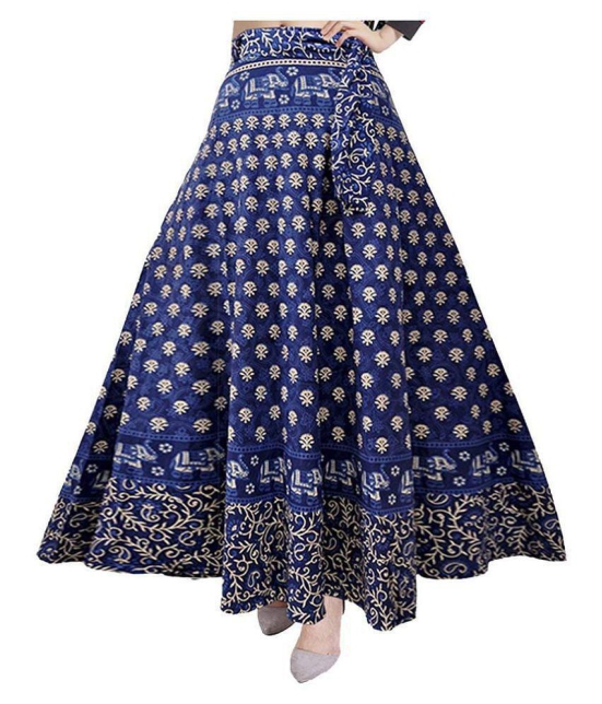 Rangun Cotton A-Line Skirt - Blue - 29-32