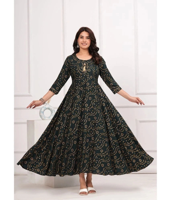 SIPET Rayon Printed Anarkali Womens Kurti - Green ( Pack of 1 ) - None