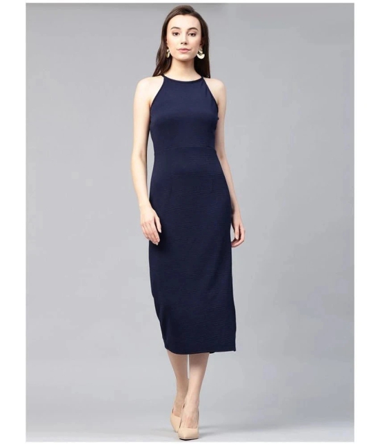 Zima Leto Polyester Navy Bodycon Dress - Single - L